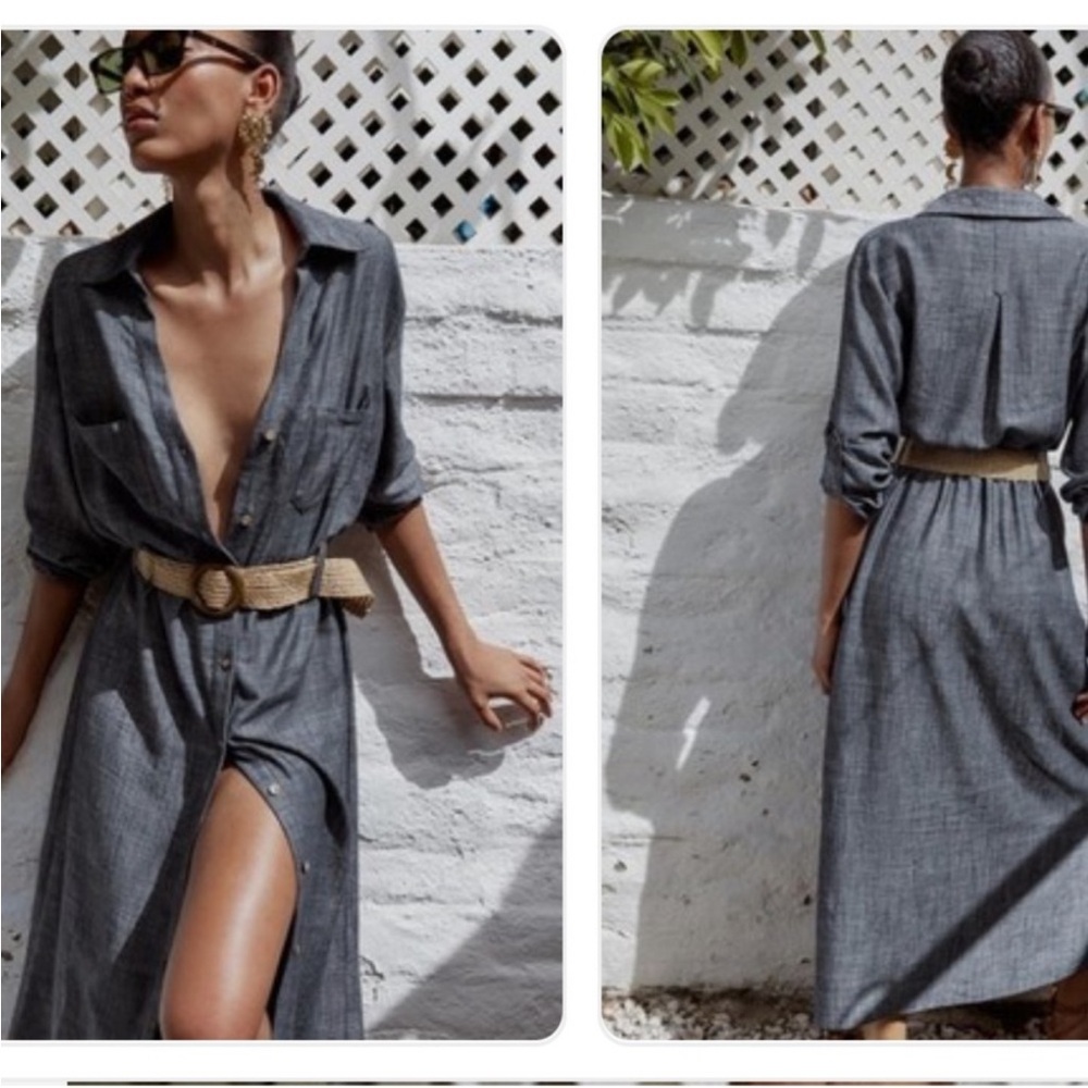 NWT ZARA BELTED midi DRESS
